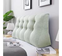 VERCART Coussin Lombaire Cale Oreiller de Lecture Coussin de Dos de Lit Triangulaire Traversin Tête de Lit pour Canapé Lit Lin Blanc 140cm