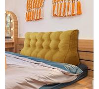 VERCART Coussin Lombaire Cale Oreiller de Lecture Coussin de Dos de Lit Triangulaire Traversin Tête de Lit pour Canapé Lit Lin Jaune 160cm