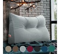 VERCART Cuscino a Cuneo da Lettura per Schienale, Cuscino Antireflusso per Letto, Cuscini Gambe Lombare di Supporto per Divano, Grandi Testata Letto Biancheria Velluto 60cm Grigio