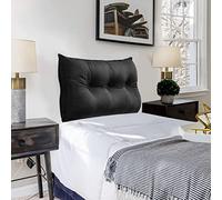 VERCART Grand Coussin de Lecture pour Chevet Tête de Lit, Gros Coussin de Canapé Long, Dossier Coussin Décoratif avec Rembourrage, Oreiller Traversin de Soutien Dorsal et Lombaire Velours 100cm Noir