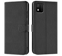 Verco Coque pour Wiko Y52, Housse Portefeuille pour Wiko Y52 Etui en Cuir Synthétique Fonction Stand Case, Noir