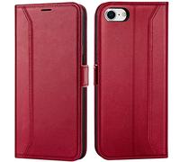 Verco Étui de protection à rabat pour téléphone portable iPhone SE 2020/2022, iPhone 7 8, pour Apple iPhone SE 2ème 3ème génération Rouge