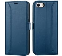 Verco Étui de protection à rabat pour téléphone portable iPhone SE 2020/2022, iPhone 7 8, pour Apple iPhone SE 2ème génération 3ème génération Bleu