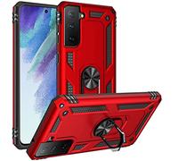 Verco Hybrid Armor Shiel Coque de protection ultra robuste avec support magnétique pour Samsung S21+ 5G Rouge, Coque de téléphone