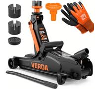 Verda Cric hydraulique rouleur Professionnel 2,5T, Profil Bas 85-365 mm, avec 2 Patins en Caoutchouc, pour Voiture, SUV et Camping-Car, cric Auto en Acier Robuste