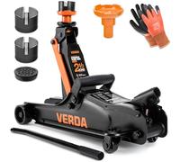 Verda Cric hydraulique rouleur Professionnel 2,5T, Profil Bas 85-365 mm, avec 2 Patins en Caoutchouc, pour Voiture, SUV et Camping-Car, cric Auto en Acier Robuste