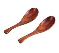 Verdant Touch Lot de 2 cuillères à soupe chinoises en bois avec manche court pour la cuisine