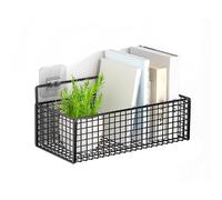 Verdant Touch Lot de 2 paniers de rangement muraux sans perçage en métal noir à suspendre pour cuisine, salle de bain, paniers en maille multifonctionnels, faciles à installer