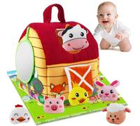 Verdantree Jouets Sensoriels pour Bébé, Animaux de la Ferme en Peluche avec Grange, Hochets et Miroirs, 0-9 Mois