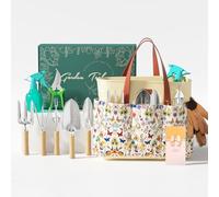 VerdantVibes Lot de 9 outils de jardinage robustes avec poignées ergonomiques antidérapantes, pelle, truelle, râteau, sécateur et sac de rangement - Cadeau idéal pour femme