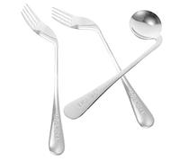 VERDANVERSE 1 ensemble Ustensiles de Table Ergonomiques pour Alimentation Assistée de Cuillère et Fourchette Incurvés Inoxydable pour Personnes Âgées et Patients Pratique et Confortable
