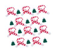 VERDANVERSE 10 Ensembles Mini Christmas Knit Hats and Scarves DIY Wine Bottle Craft Hats Soft Wool Yarn Festive Holiday Decoration Party Supplies