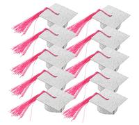 VERDANVERSE 10 Pièces Décoration De Chapeau De Docteur Accessoires De Remise des Diplômes Peluche Couverture De Gobelet De Casquette De Graduation Mini Chapeau De Graduation Petit Coton