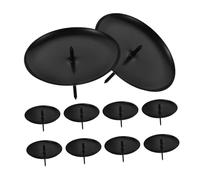 VERDANVERSE 10 Pièces Lot de Supports Bougies Piliers Métal pour Couronne de Noël Plaque Bougeoirs Faits Main Plateau Bougies Rond Noir Décoration de Table Dînatoire et Centre de Table Festif