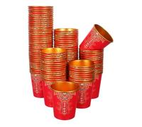 VERDANVERSE 100 Pièces Chinese Wedding Disposable Paper Cups For Tea Ceremony Thickened Foil Design For Bridal Shower And Banquet Celebration