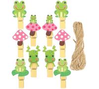 VERDANVERSE 10pcs Pinces en Bois Adorables de Grenouille Lotus pour Photos et Bricolage, Style Attractif, pour Bannière et Cartes
