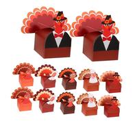 VERDANVERSE 12 Pièces Boîtes à Bonbons Papier Thanksgiving Motif Dinde Coffrets Fête Automne pour Récompenses et Faveurs Familiales