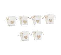 VERDANVERSE 12 pièces Lot de Sachets à Cordon Lin et Jute avec Motif Cœur Sacs de Rangement Cadeau Blancs et pour Bonbons Pochons pour Anniversaire et Noël