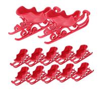 VERDANVERSE 12 Pièces Mini Ornements Noël Traîneau de Noël Plastique Rouge Décoration de Bureau Thème et Maison de Poupée