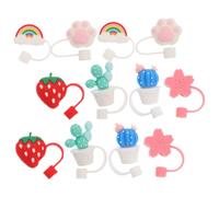 VERDANVERSE 12 Pièces Silicone Straw Stopper Covers Reusable Dustproof Caps Cartoon Style For Parties And Daily Use Couleur Aléatoire