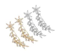 VERDANVERSE 2 paires Boucles Oreilles Grimpeuses Fleur Cuivre Étincelantes Asymétriques pour Mariée Confortables et Élégantes pour Mariage et Fêtes