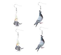 VERDANVERSE 2 Paires Boucles Oreilles Pendantes Oiseaux Mode Motifs Pigeon Chouette Perruche Femmes Confortables et Durables