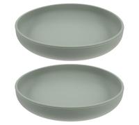 VERDANVERSE 2 Pièces Assiette Antidérapante Silicone Avec Ventouse Pour Seniors Et Handicapés Plateau Anti-débordement Ergonomique Vert Gris Adapté Aux Repas Autonomes