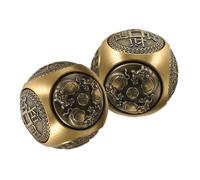 VERDANVERSE 2 Pièces Boules Chinoises Baoding Laiton à Six Faces Sculptées Boules de Fitness pour Exercice et Rééducation Main Accessoires Anti-stress et Décoration Feng Shui Lot