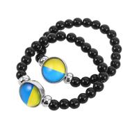 VERDANVERSE 2 Pièces Bracelet Drapeau Perlé Cabochon Bijou Symbole Amitié Confortable et Accessoire de Fête National pour Hommes et Femmes