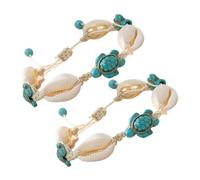 VERDANVERSE 2 pièces Bracelet style et Tortue de Mer Lot de Bracelets et Chevillères Été Accessoire Naturel Inspiré Plage pour Vacances Au Bord de Mer