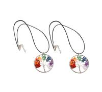 VERDANVERSE 2 pièces Collier Arbre Vie Femme Pierres Naturelles Colorées Pendentif Chakra Unique Bijoux Symboles Santé et Sagesse pour Dames et Filles