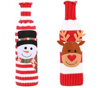 VERDANVERSE 2 Pièces Housses Tricotées pour Bouteilles de Vin Noël de Cache Bouteille Réutilisable et Confortable Compacte Décoration Festive pour Cadeaux et Fêtes