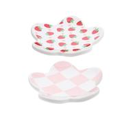 VERDANVERSE 2 Pièces Jewelry Tray Ceramic Strawberry Shaped Small Decorative Dish For Rings Earrings Necklaces Multipurpose Organizer Home Office Vanity