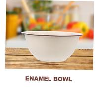 VERDANVERSE 2 pièces Lot de Bols Émaillés Rétro Profonds Sans Couvercle Émail Blanc Multifonction Pour Cuisine Soupe Fruits Décoration