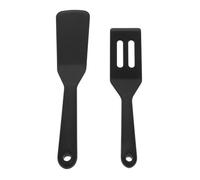 VERDANVERSE 2 pièces Set de Spatules Mini Silicone Noir Ustensiles de Cuisine Réutilisables pour Cuisson Œufs et Steaks Résistantes et Faciles à Nettoyer avec Suspendu pour Rangement Mural