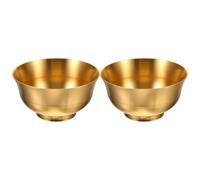VERDANVERSE 2pcs Bol d'offrandes d'eau en laiton doré Résistant à l'usure et aux chocs, Coupe d'offrande pour Bouddha, Décoration vintage pour temple ou maison