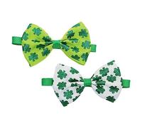 VERDANVERSE 2pièces Costume pour Animaux De Compagnie Saint Patrick Nœuds Festifs Verts Et Blancs pour Jour Fête Irlandaise