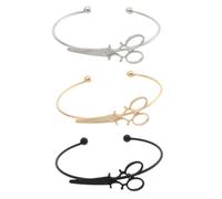 VERDANVERSE 3 Pièces Bracelets Manchette Créatifs Lot pour Filles Adolescents Bracelet Amitié Ouvert Léger Noir Doré Argent Cadeau pour Étudiantes et Amies