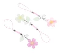 VERDANVERSE 3 pièces Lanières Téléphone Fleur Décoratives Colorées Résistantes Accessoires Porte-clés USB Écouteurs Rose Vert