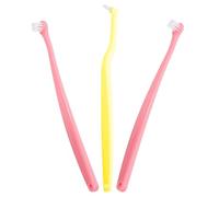 VERDANVERSE 3 Pièces Lot de 3 Brosses à Dents Souples pour Animaux de Compagnie 1 Brosse Pointue Jaune 2 Brosses Rondes Roses pour Chats Chiots et Petits Chiens Nettoyage Doux et Protection