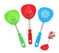 VERDANVERSE 3 Pièces Spatules de Cuisine Nylon Motif Noël Ergonomiques Antidérapantes pour Cuisson avec Père Noël Sapin et Flocon Ustensiles Résistants pour Maison et Restaurant