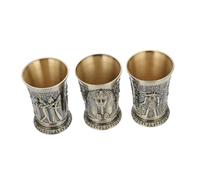 VERDANVERSE 3 pièces Verres à Shot Vintage Égyptiens Bronze Lot de Tasses à Vin Rétro Décoratives Stables Design Créatif pour Bar Maison et Restaurant