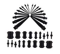 VERDANVERSE 36 pièces Boucles Doreilles Unisexes Acrylique Noir Kit Multi Dextensions Coniques pour Piercing Corporel Écarteurs et Bouchons Doreille pour Mode et Confort