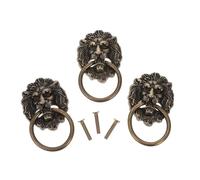 VERDANVERSE 3pièces Poignée de Tiroir Ancienne Tête de Lion Bronze Antique Lot de Poignées Décoratives pour Meuble et Armoire Boutons Polyvalents Rétro pour Portes