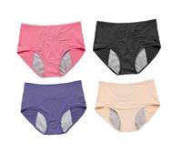 VERDANVERSE 4 Pièces Culottes Menstruelles Confortables pour Femmes XL Lot de sous Vêtements Respirants et Fuites Mi Haute Noir Rouge Bleu Gris