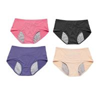 VERDANVERSE 4 Pièces Culottes Menstruelles Femme Haute Élasticité Frottement Cuisse Confortables et Ajustées Lot de Protection Fuite pour Règles Abondantes