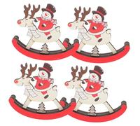 VERDANVERSE 4 Pièces Décoration de Noël Cheval à Bascule Miniatures Festives pour Sapin et Maison Ambiance Flocon Hiver