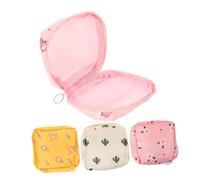 VERDANVERSE 4 pièces Pochette de Rangement Hygiénique Multi-fonction Petite Pochette Portable pour Serviettes Féminines Motif Décoratif Fruits et Fleurs Étui Pratique pour Sacs à Main