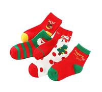 VERDANVERSE 5 Paires Chaussettes de Noël Garçon Fille Mi Mollet Coton Doux Style Respirant et Confortable pour Garçons
