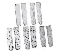 VERDANVERSE 5 paires Chaussettes Filet Transparentes Femme et Mi-mollet Respirantes Décorées Styles Étoile et Confort et
